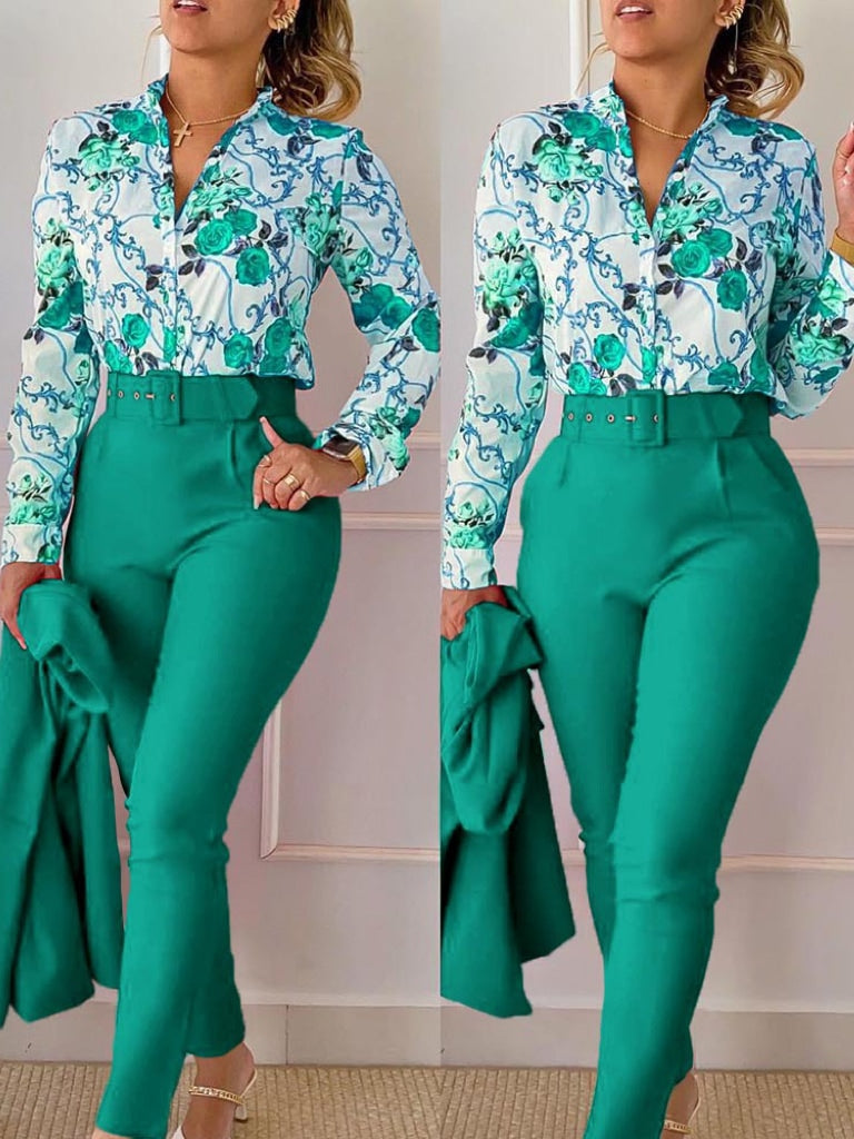 2 Pcs Women's Long Sleeve Color Pants Set 47951 2 Pcs Women's Long Sleeve Color Pants Set 47951