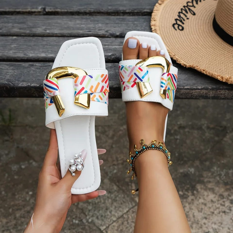 Summer Women's U-Shaped Sandals Fashion Flat Bottom Slim Slippers 42 - Tuzzut.com Qatar Online Shopping