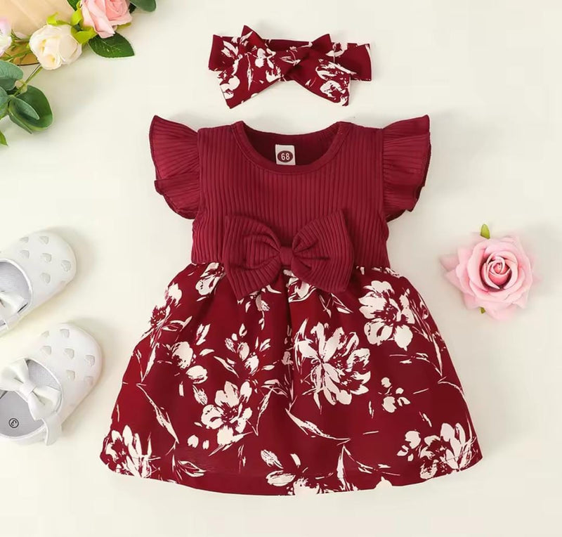 Baby Girl 2-Piece Summer Floral  Dress With Headband   1269198 - TUZZUT Qatar Online Shopping