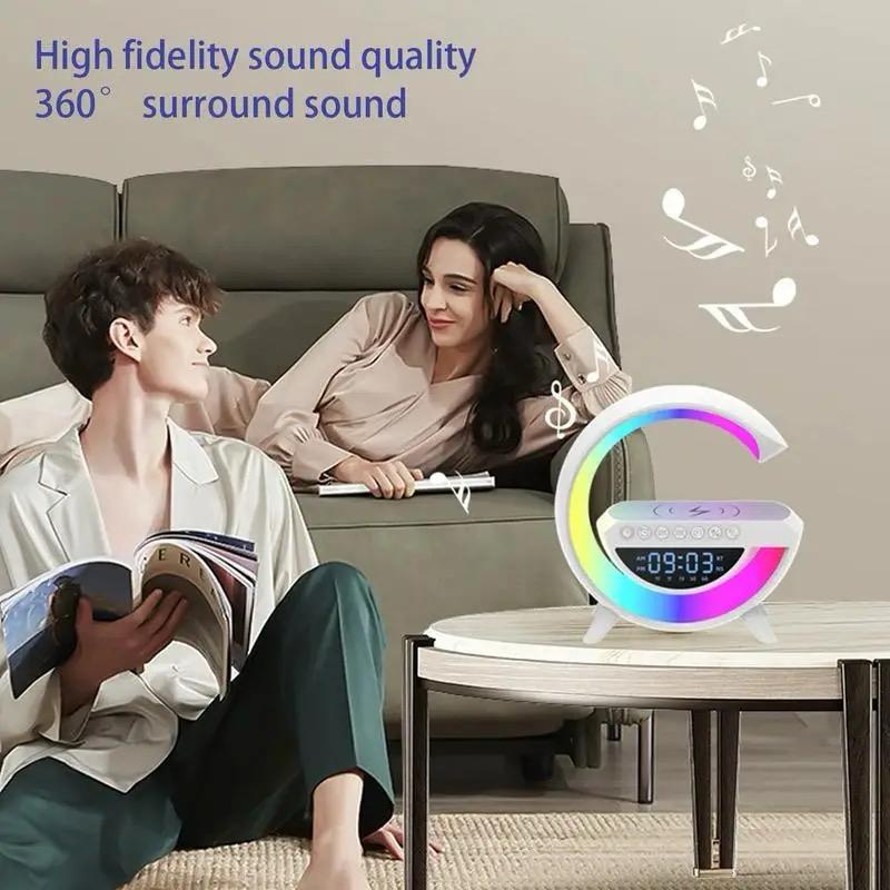 Wireless Charging Mp3 Player with Night Light and Alarm Clock Multi-Color BT-3401