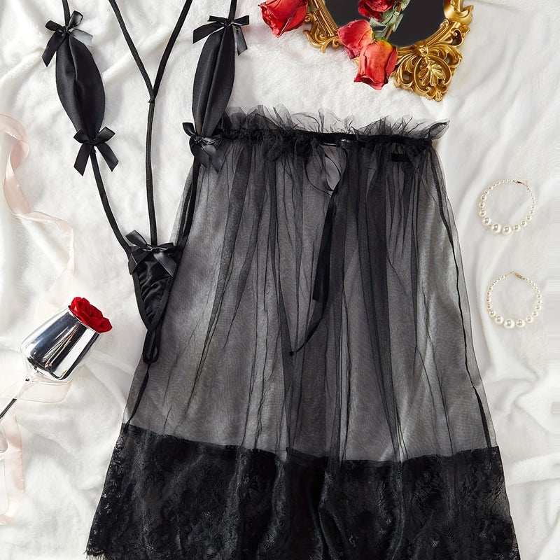 Womens erotic lace mesh mini dress 439536 - TUZZUT Qatar Online Shopping