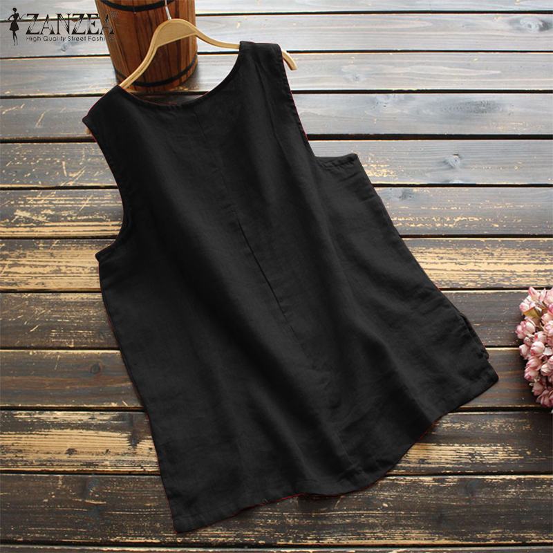 Vintage Cotton Blouse ZANZEA Summer Tanks Tops Women Sleeveless Solid Shirt Casual Loose Split Hem Blusas Tunic Mujer 3XL S3168904 Vintage Cotton Blouse ZANZEA Summer Tanks Tops Women Sleeveless Solid Shirt Casual Loose Split Hem Blusas Tunic Mujer 3XL S3168904