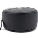 Round Clutch with Chain Lambskin Leather Black B9576 - TUZZUT Qatar Online Shopping