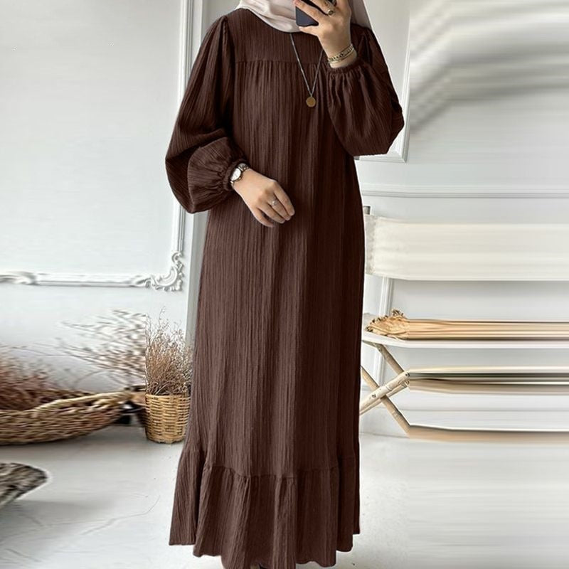 Women's Long Sleeve Solid Color Modest Fashion Dress S 526203
