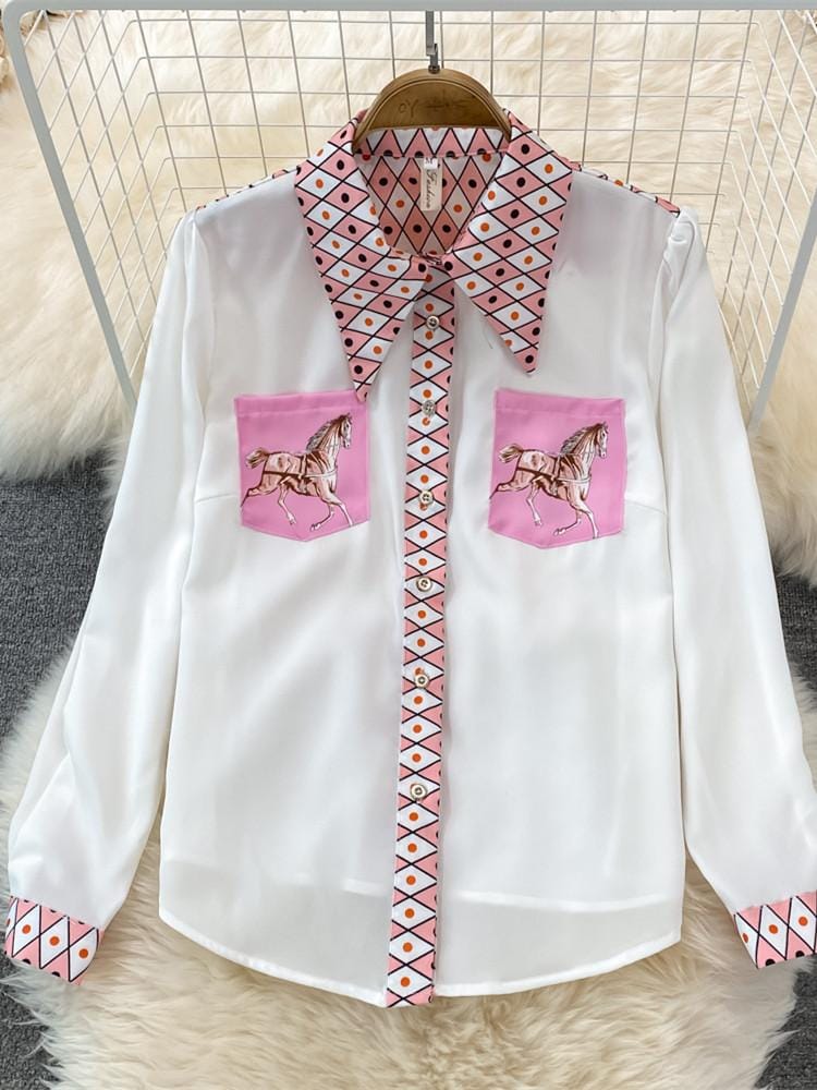 Women's Print Blouse and Skirt Set B57848 Women's Print Blouse and Skirt Set B57848