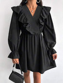 Women's Vintage V-Neck Waist-Fitted Fashion Dress  S4427015 - TUZZUT Qatar Online Shopping