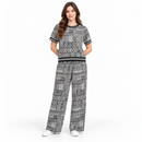 Women’s Black & White Paisley Print Two-Piece Set - 3XL