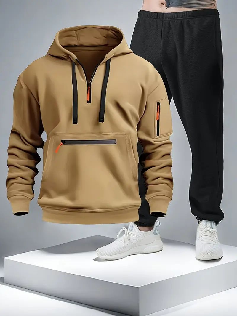 Men's Long-Sleeved Hooded Jacket And Tracksuit M008741 - TUZZUT Qatar Online Shopping