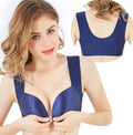 Women Wire Free Front Closure Bra with a Clasp Push Up Seamless Brassieres Large Cup Size S1584639