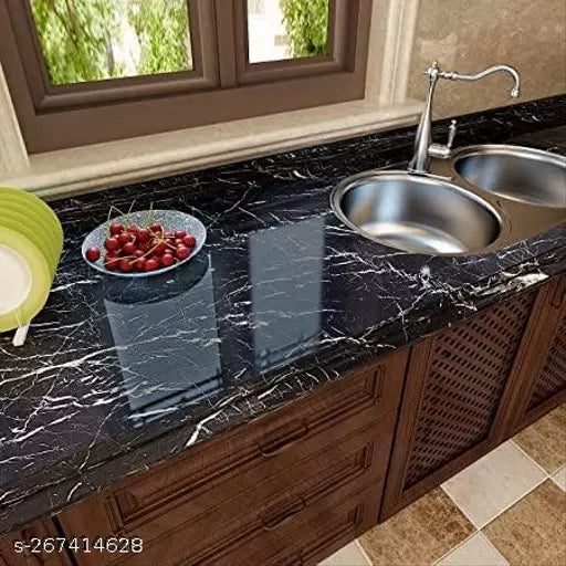 Waterproof Non-slip Kitchen Wallpaper, Self-Adhesive Wear Resistant Thickened Kitchen Marble Pattern Sticker 60cmx5m - Tuzzut.com Qatar Online Shopping