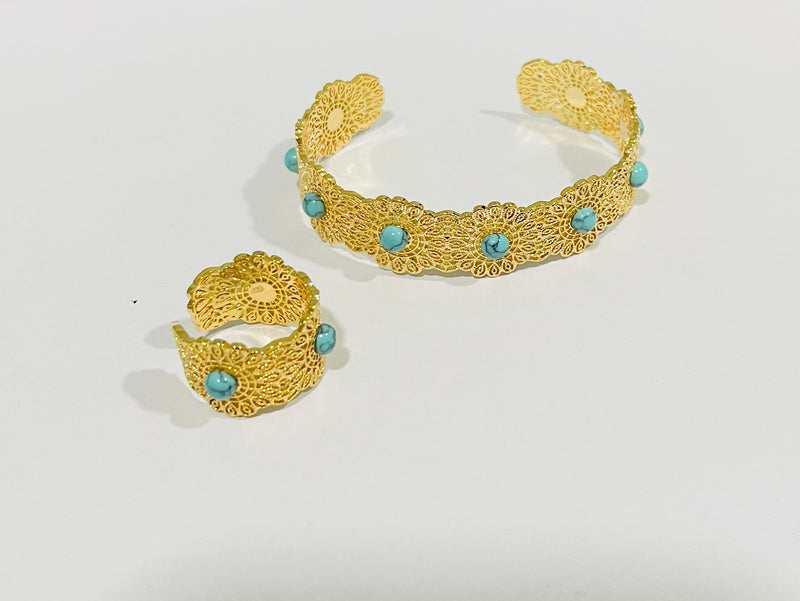 Gold Color Elegant Cuff Bangles for Women 21k Gold Plated Zirconia Wide Bracelets X3571664