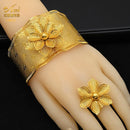 Fashion Dubai Gold Color Luxury Flower Bangle & Ring For Women S4830552 - TUZZUT Qatar Online Shopping