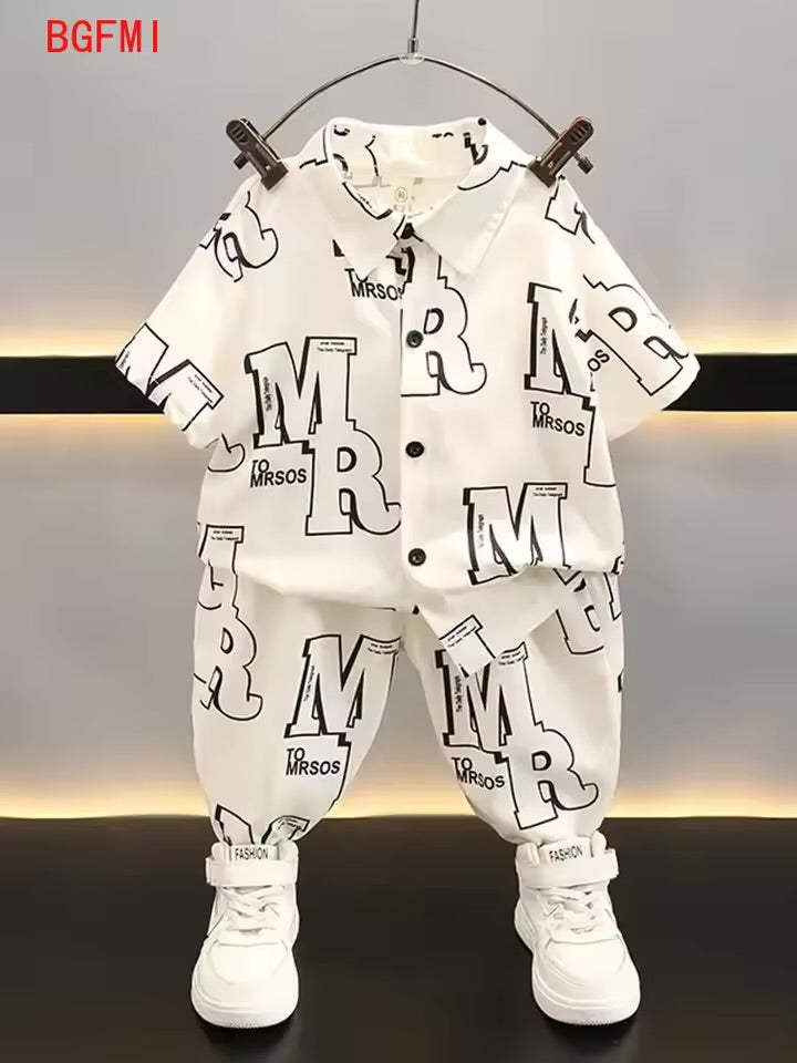 Children's short-sleeved shirt and long pants set 1590775 - TUZZUT Qatar Online Shopping