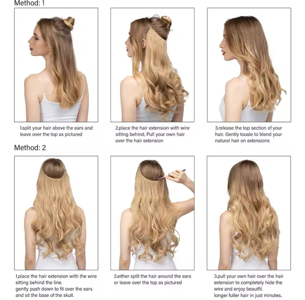 Synthetic Natural Wavy 2Clips And Adjustable Fish Line Invisible Hair Extensions -ry16 Synthetic Natural Wavy 2Clips And Adjustable Fish Line Invisible Hair Extensions -ry16