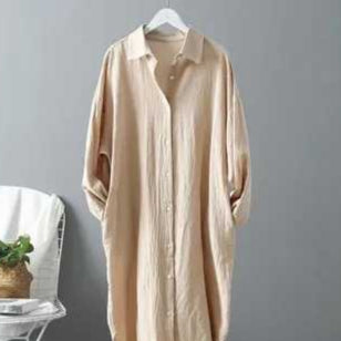 cotton linen shirt dress for women K89741 - TUZZUT Qatar Online Shopping