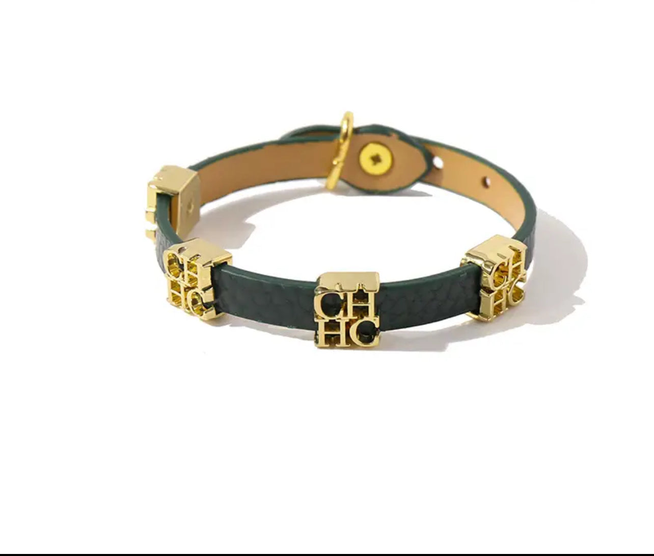 PU Leather CH Steel Letter Charms Bracelet X1398676 PU Leather CH Steel Letter Charms Bracelet X1398676