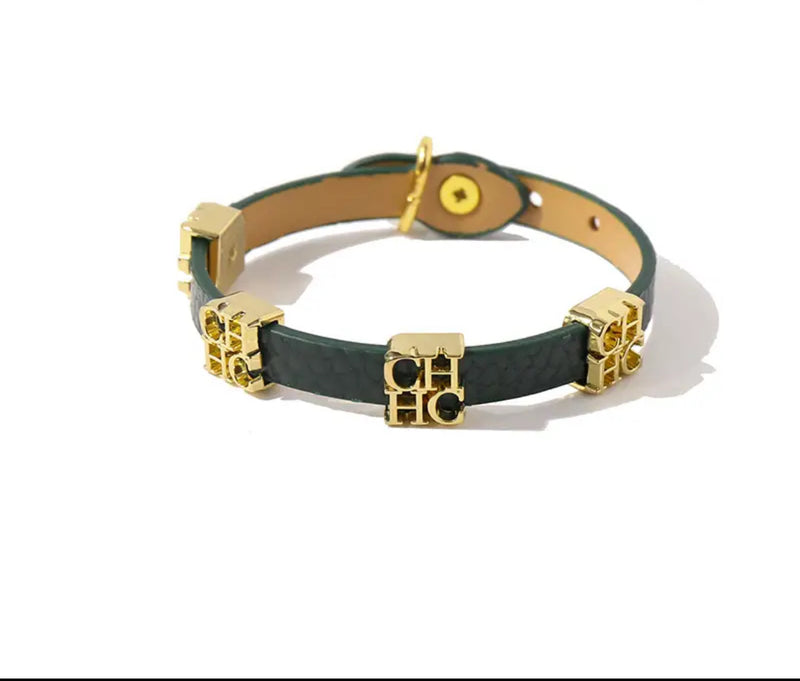 Fashion Snake Design PU Leather 316L CH Steel Letter Charms Bracelet&Bangle For Women - Tuzzut.com Qatar Online Shopping