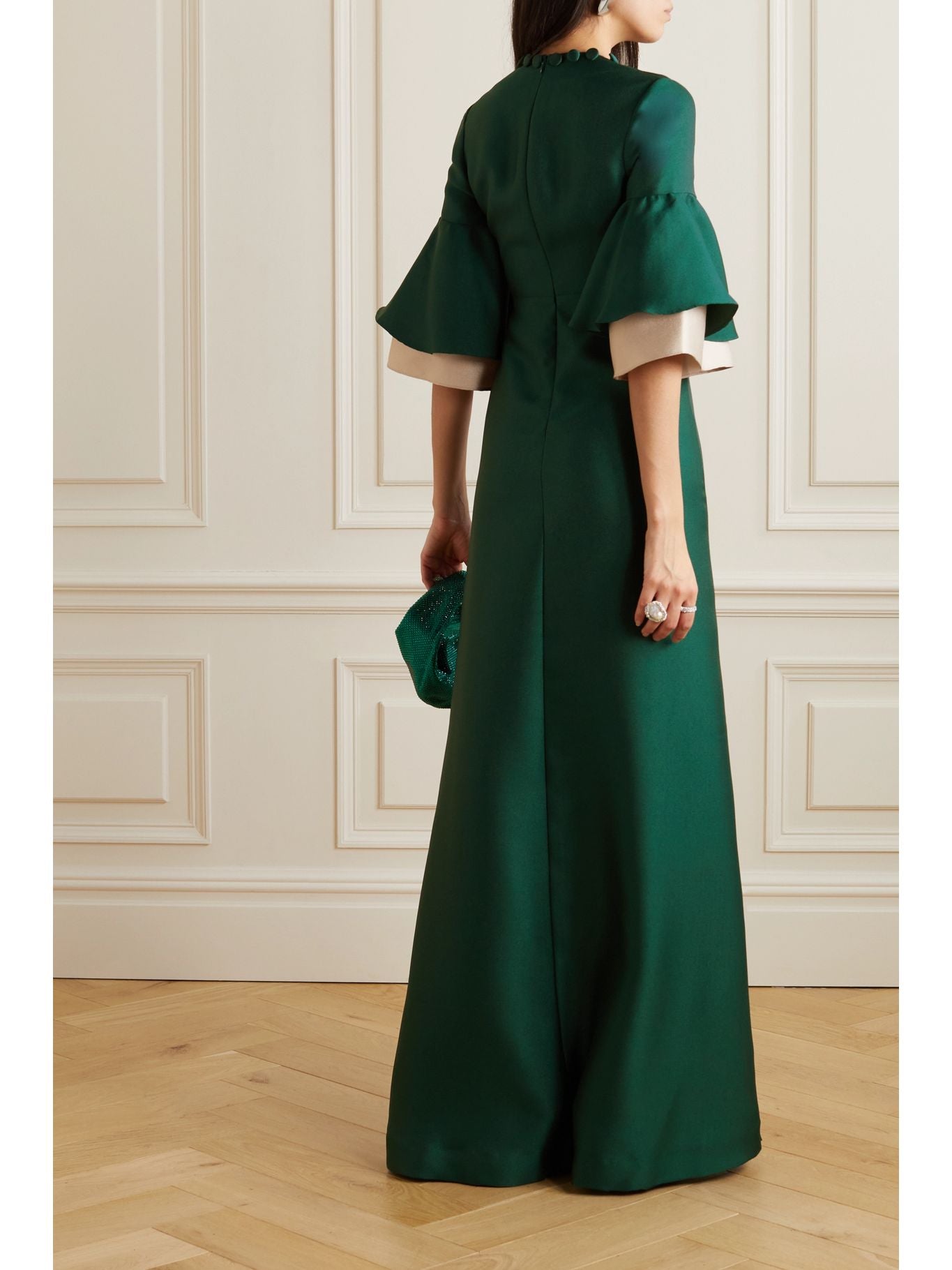 Long Green Evening Dresses with Buttons A-Line O-Neck 131200 Long Green Evening Dresses with Buttons A-Line O-Neck 131200
