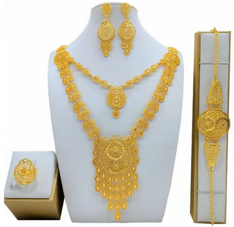 Gold Colour Plated jewelry Sets For Women - Tuzzut.com Qatar Online Shopping