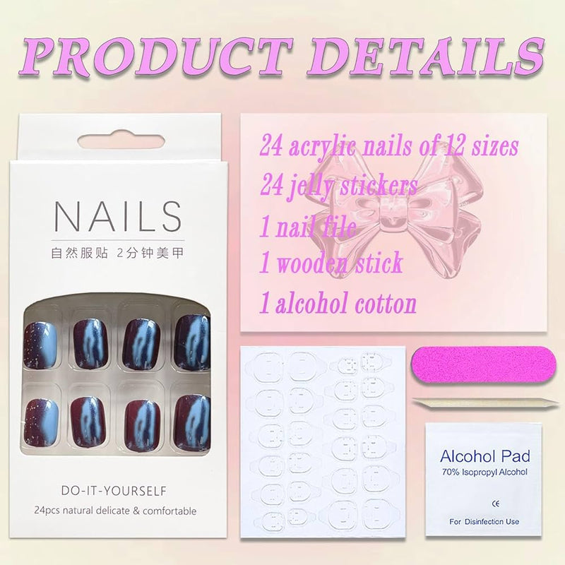 24pcs REMOVABLE FAKE NAILS BEAUTY NAIL ART FASHION STYLE 468124 - TUZZUT Qatar Online Shopping