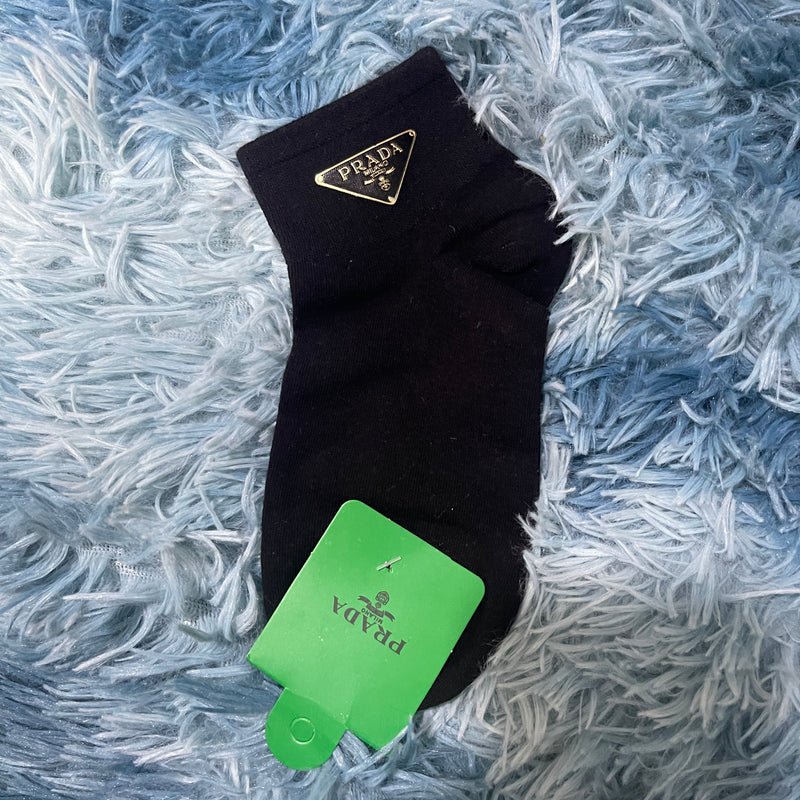 1 Pair Trendy Brand Cotton Low Cut Socks PRDA - Black PS4002 - TUZZUT Qatar Online Shopping