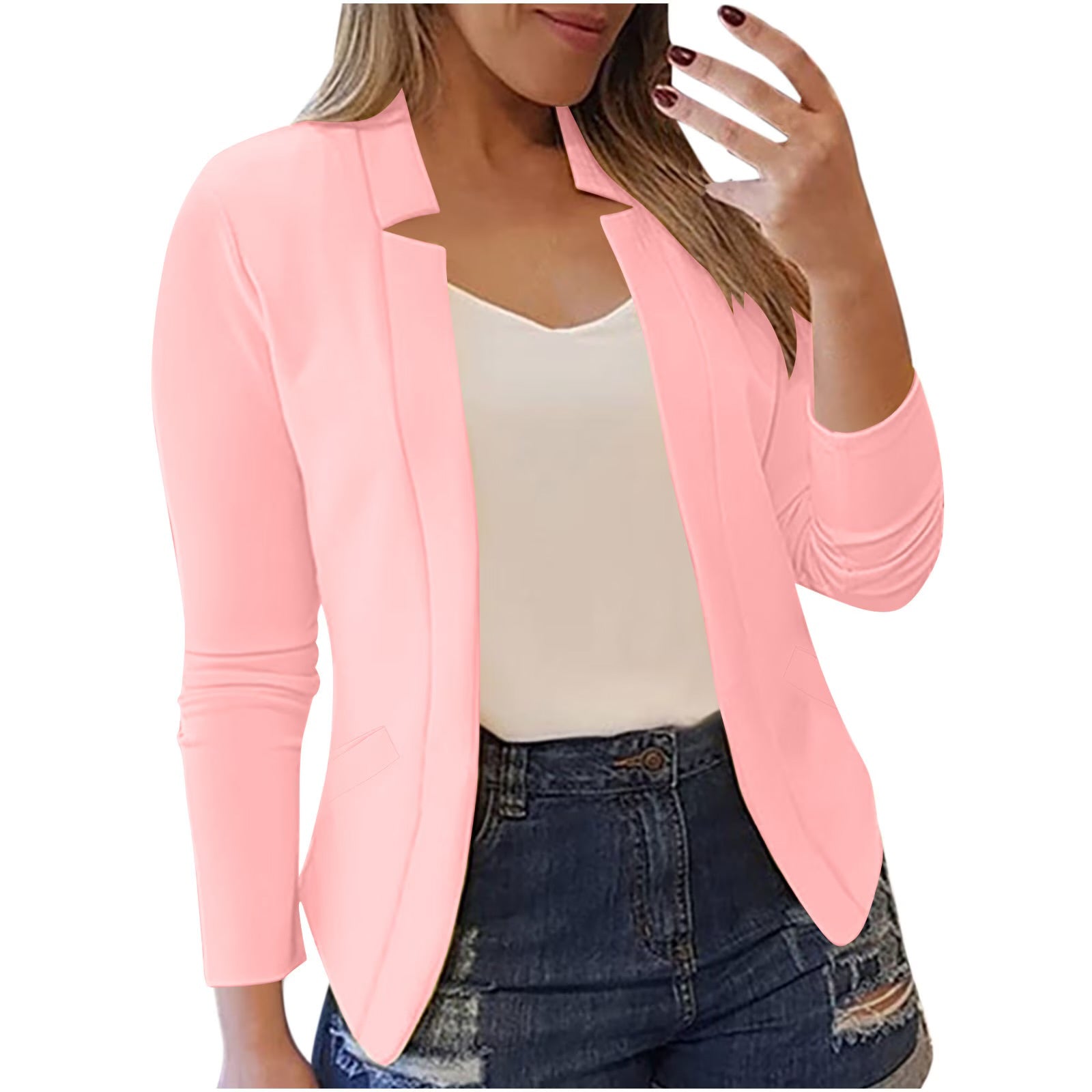 Women's Plain Polyster Blazer 621079 L Women's Plain Polyster Blazer 621079 L