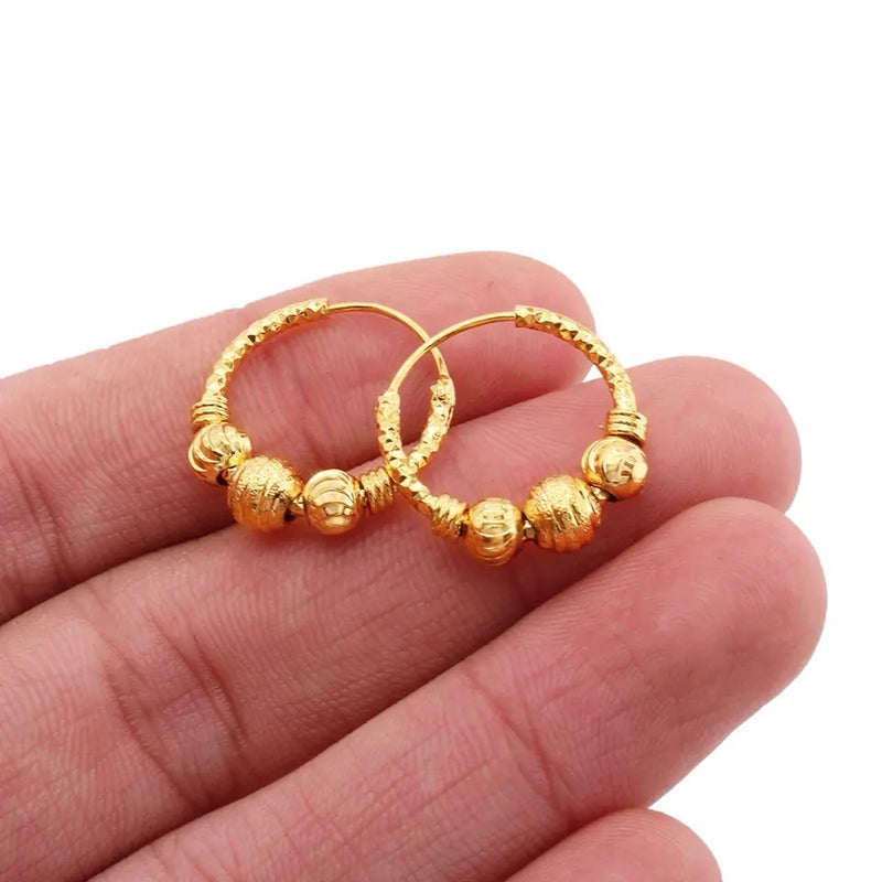 Women's earring piercings girls earings round ball Unusua earrings fashion gold plated for women S4102759 - TUZZUT Qatar Online Shopping