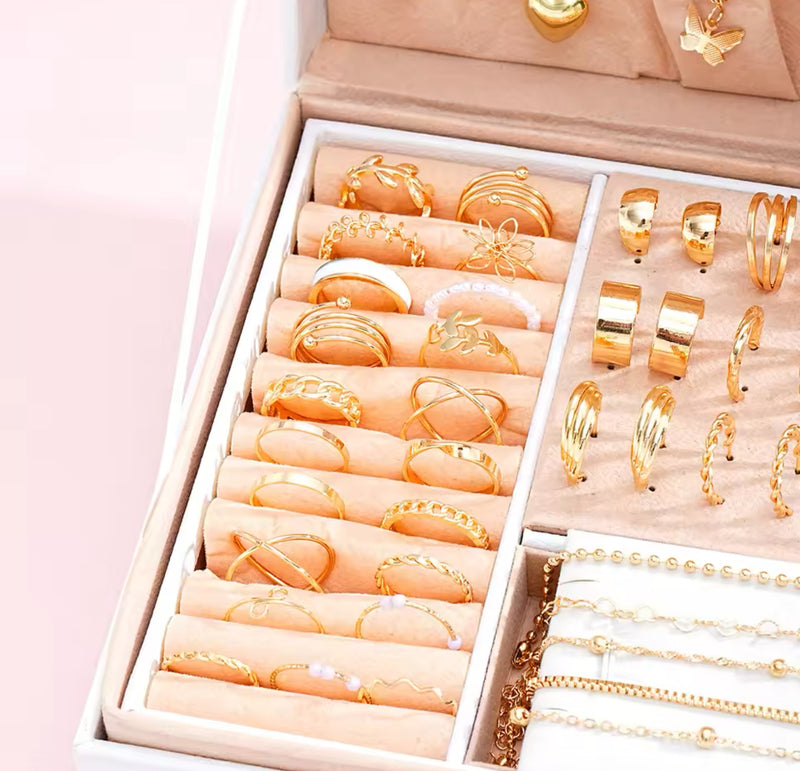 Elegant Boho Metal Earrings Ring Necklace Bracelet Jewelry Set 536302 - TUZZUT Qatar Online Shopping