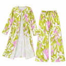 Lime Green & Pink Abstract-Print Longline Top & Wide-Leg Pants Set NS22