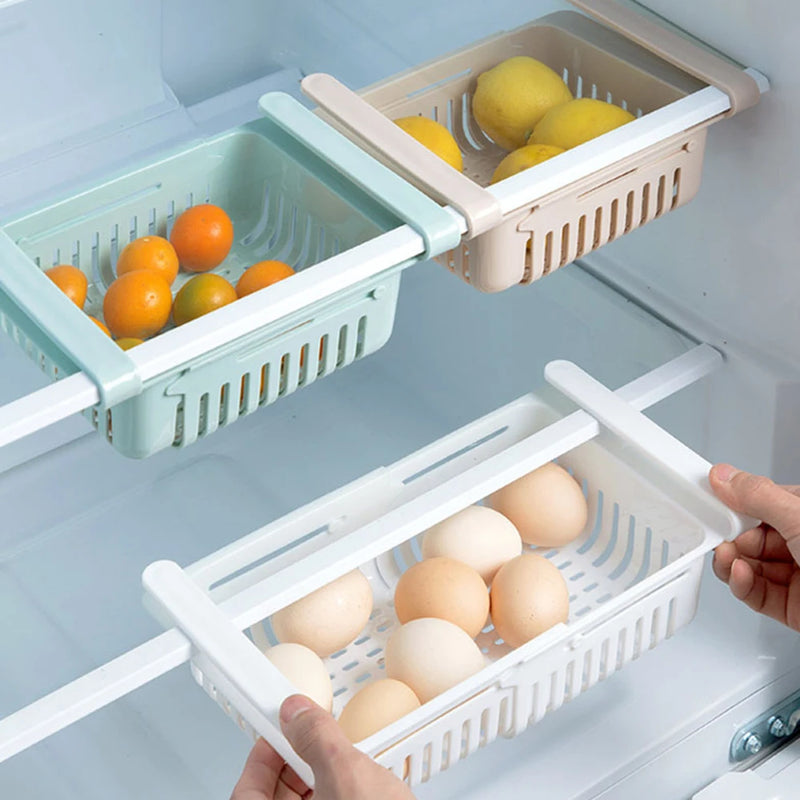 3 Pcs Adjustable and Stretchable Refrigerator Organizer Drawer Basket Refrigerator Storage Box - Tuzzut.com Qatar Online Shopping