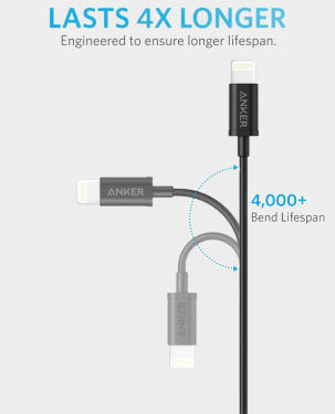 Anker PowerLine Select+ USB Cable with Lightning 6ft - A8013H12 Anker PowerLine Select+ USB Cable with Lightning 6ft - A8013H12