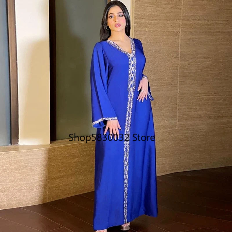 Arabic Dubai Abayas For Women Moroccan Caftan Evening Dress Eid Mubarak Islam Clothing Kimono Boubou Djellaba Femme S3536230 - Tuzzut.com Qatar Online Shopping