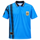 Men’s Blue Argentina Football Polo Jersey with Black Geometric Pattern CJ02