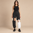 Women’s Black and White Asymmetric Cutout Trousers NS99