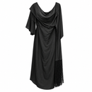 Women’s Black Draped Cowl-Neck Maxi Dress with Fringe Detail 784256