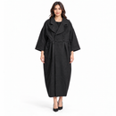 Women’s Black Double-Breasted Coat Dress with Draped Collar 30308