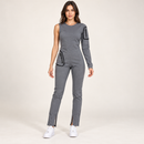 Women’s Grey Asymmetric One-Sleeve Jumpsuit with Zip Pockets NS134