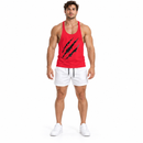 Men’s Red Claw-Print Tank Top & White Shorts Set 8812