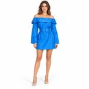 Women’s Azure Blue Off-Shoulder Belted Mini Dress 126169