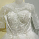 Brides Ball Gowns Lace Embroidery Half Sleeve Fashion Classic V Neck Wedding Dresses S47435 - TUZZUT Qatar Online Shopping