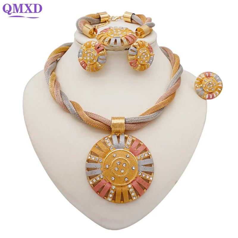 Fashion Elegant Round Pendant Necklace Jewelry Sets S4128466 - TUZZUT Qatar Online Shopping