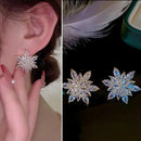 Silver Color Big Plant Luxury Stud Earrings with Bling Zircon Stone for Women - Tuzzut.com Qatar Online Shopping