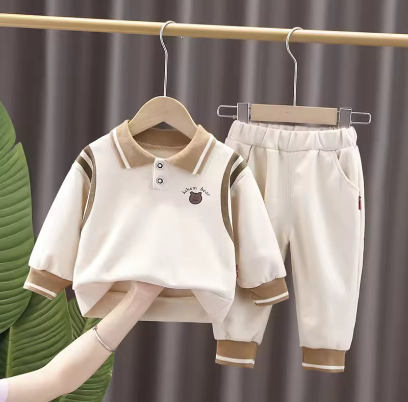 Fashionable Bear Head Collar Long Sleeve Autumn Outfit for Boys 1684004 - TUZZUT Qatar Online Shopping