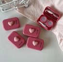 Pink Heart Square Contact Lenses Case with Tweezers - TUZZUT Qatar Online Shopping