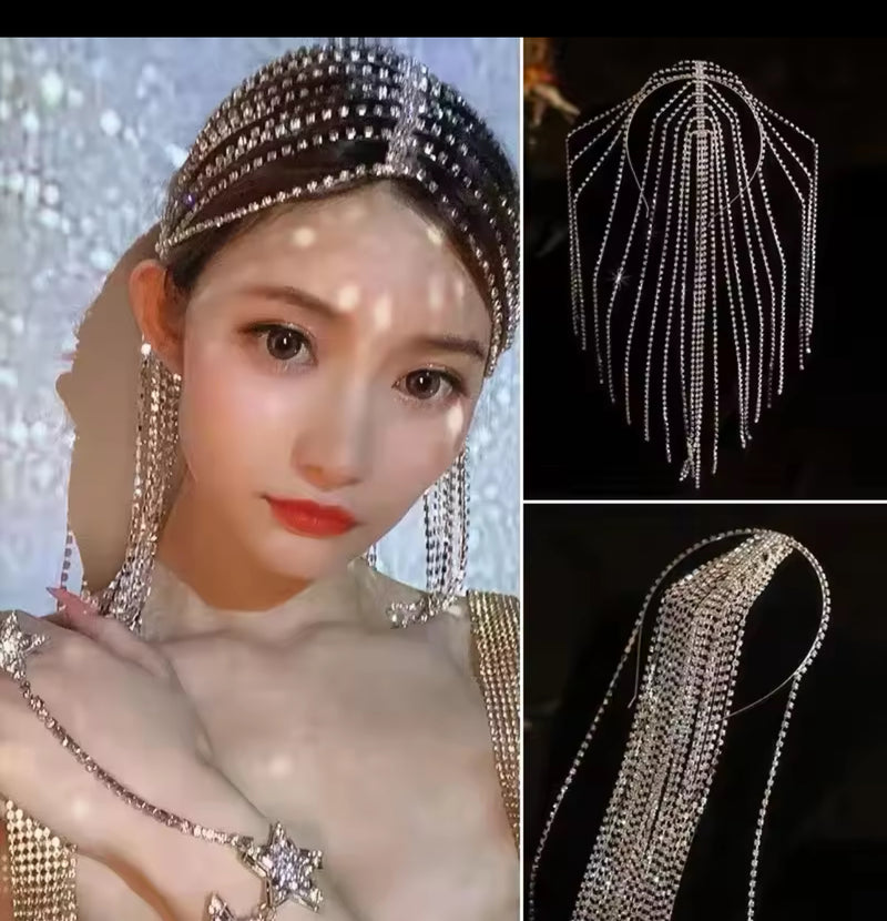Exaggerated Long Tassel Hairband with Water Diamonds S4674168 - TUZZUT Qatar Online Shopping