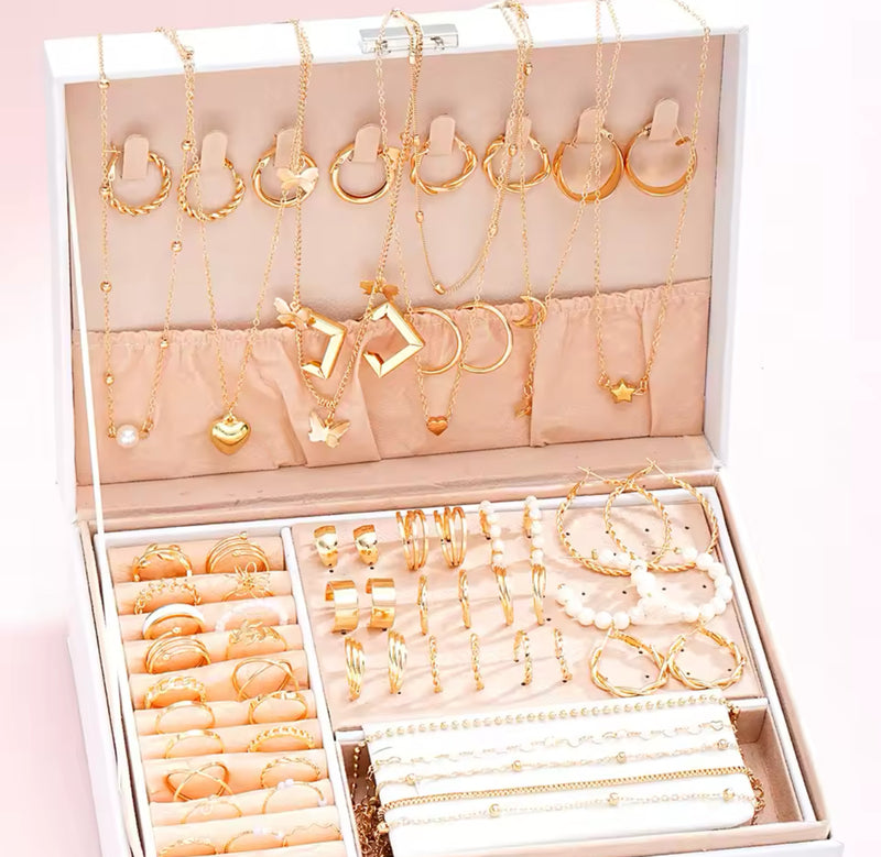 Elegant Boho Metal Earrings Ring Necklace Bracelet Jewelry Set 536302 - TUZZUT Qatar Online Shopping