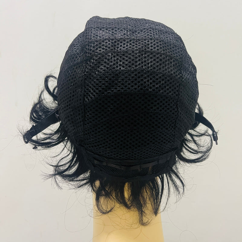 Black Short Synthetic Hair Wig Curly Hair Head Cover Short Style Fiber Wig 6inch S3766667 - TUZZUT Qatar Online Shopping