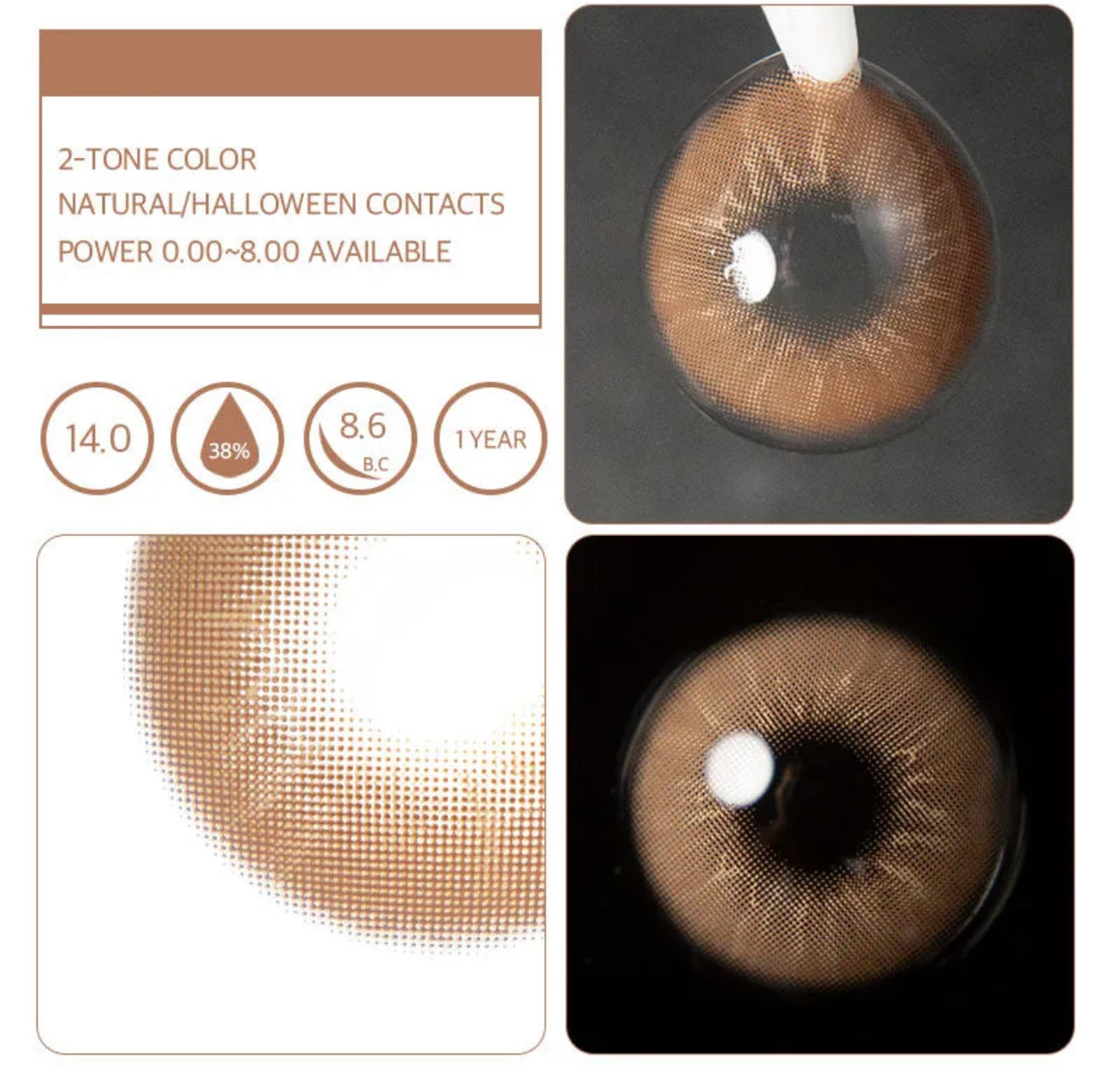 Unibling Eros Brown Contact Lenses for Eyes (1 Pair) Unibling Eros Brown Contact Lenses for Eyes (1 Pair)