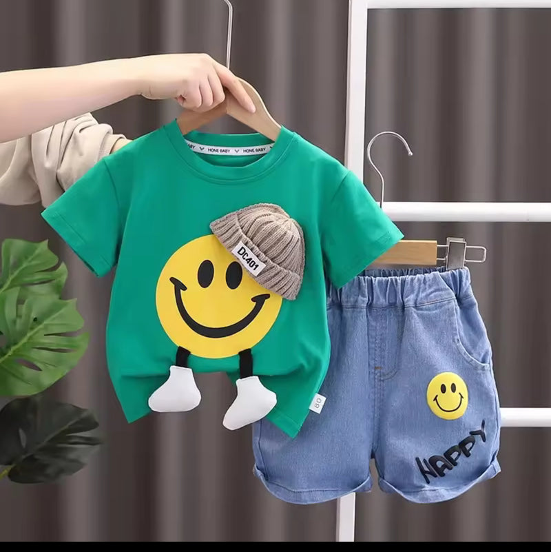 Summer New Cartoon Smile Face Short Sleeve Children's  1553770 - TUZZUT Qatar Online Shopping