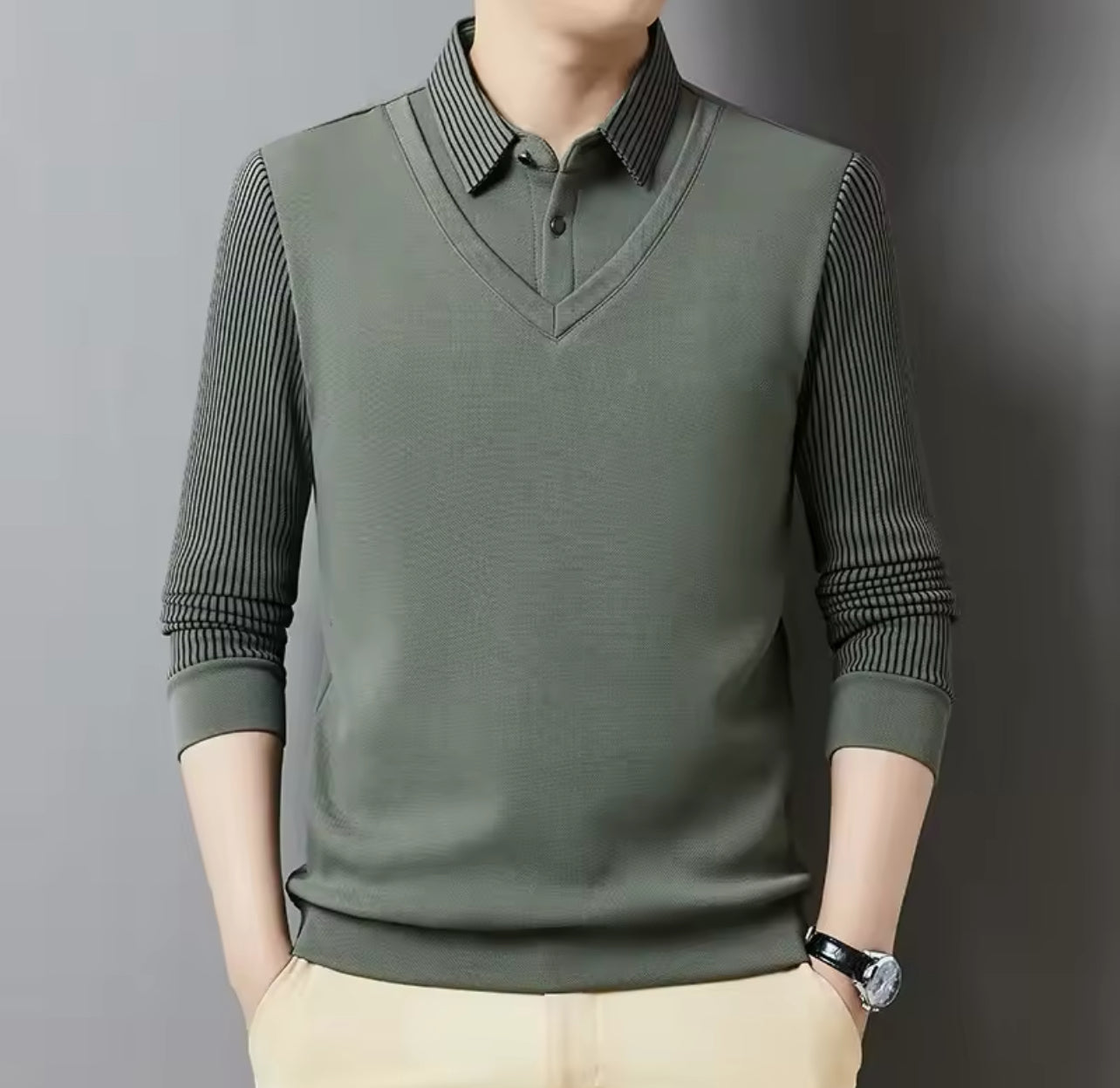 Men's Fashion Casual Collared T-shirt Basic Fit - ZD196